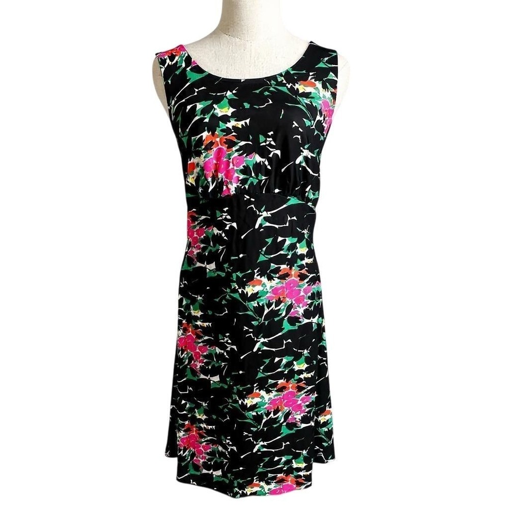 NEW Leota Women's L Floral Sleeveless Knee Length Dress Luxury Knit - CJ